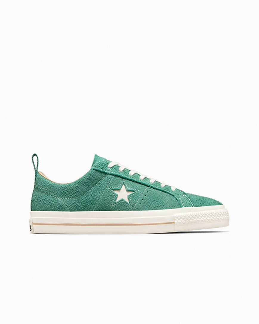 Bascheți Barbati Converse One Star Pro Vintage Piele Intoarsa Verzi | RO SZQAO971